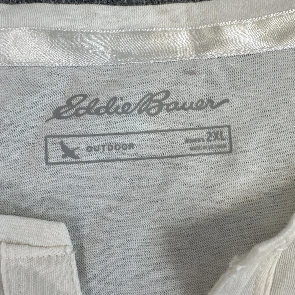 NWT Eddie Bauer Womens Large Cream Short Sleeve Tie Neck Top Knit T-Shirt L - Picture 4 of 7
